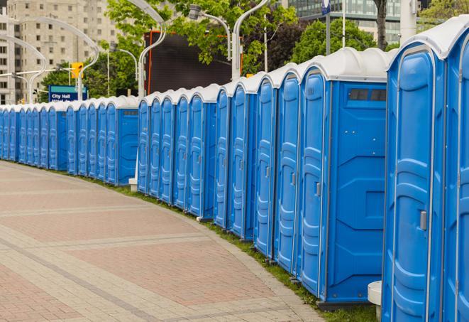 Seasonal porta potty units set up at a Smyrna, Tennessee venue