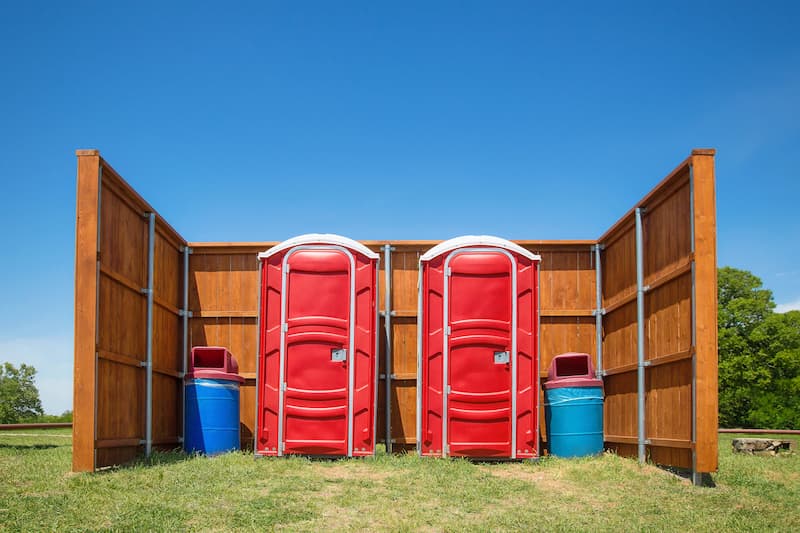 Short-term porta potty units staged for delivery in Smyrna, Tennessee