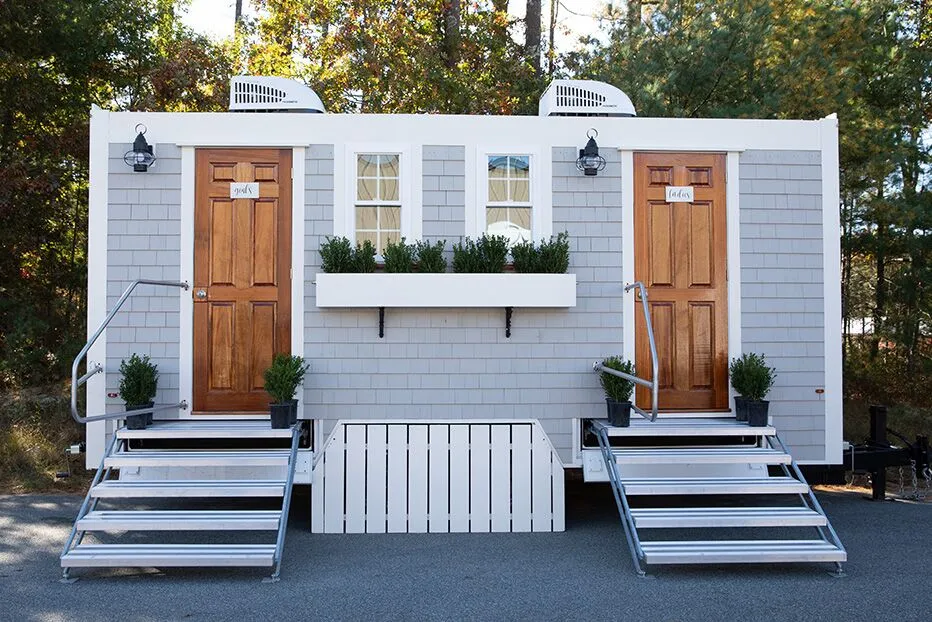 Wedding restroom units discretely staged at a venue in Smyrna, Tennessee